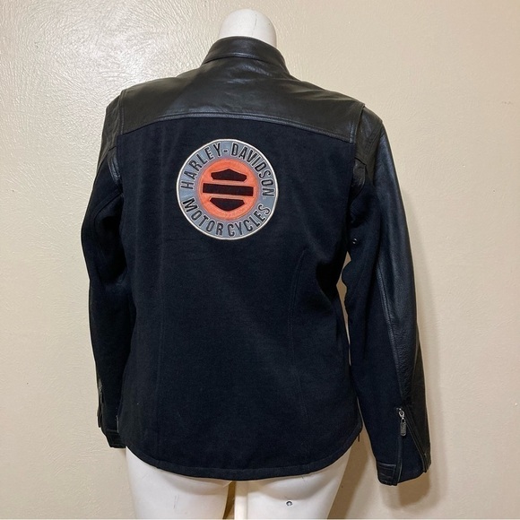 HARLEY DAVIDSON biker riding jacket heavy duty leather trimmed Large - Picture 10 of 14